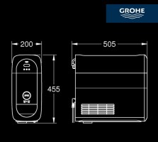 MEDIDAS NEVERA + CARBONIZADOR GROHE BLUE